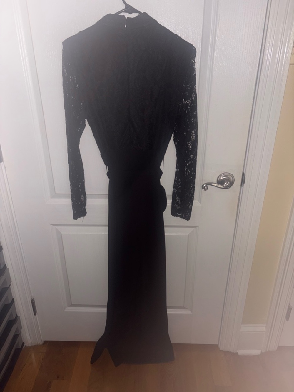 New York & Company Black Lace Long-Sleeve Jumpsuit - Picture 3 of 7